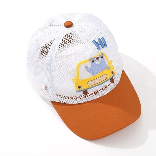 Cool Beach Boys Girls Camping/Fishing Sun Hat Kids Hats Children Mesh  Baseball Cap Cartoon Face