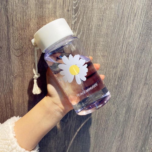 H2O Frosted Transparent Water Bottles Plastic Cup Sports Lovers Cup Fashion  Stick Rope Cup Flower Cups