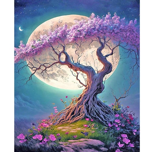 RUOPOTY Frame Paint By Number For Adults Beginner Tree And Moon Diy Acrylic  On Numbers Painting Kit For Room Wall Decor - sotib olish RUOPOTY Frame  Paint By Number For Adults Beginner