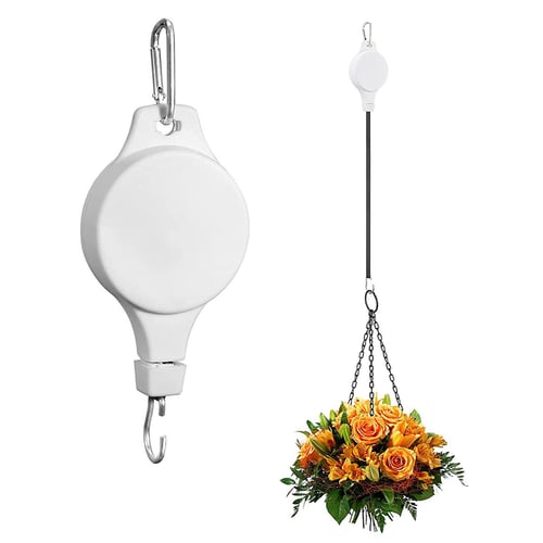 Adjustable Retractable Hanging Basket Pull Down Hanger Pulley Garden Baskets  Plant Pot Hanging Basin Retractable Hook Greenhouse