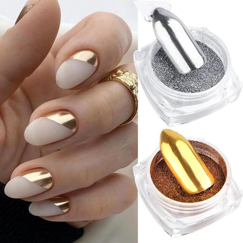 0.5g Metal Nail Mirror Glitter Powder Gel Polish Rub Dust Shiny Gold Silver  Fine Chrome Flakes Pigment DIY Accessories Decor - sotib olish 0.5g Metal  Nail Mirror Glitter Powder Gel Polish Rub