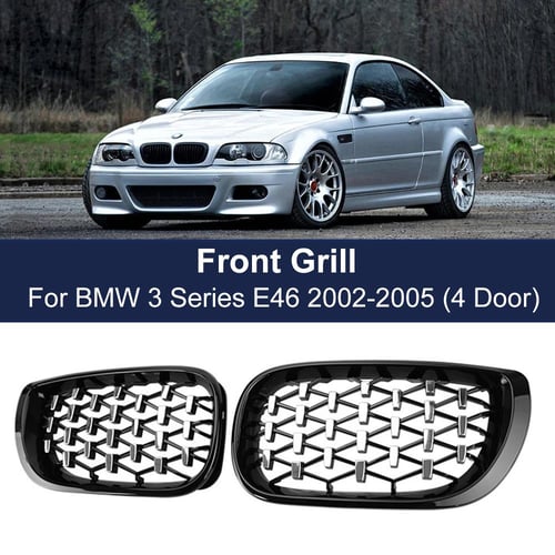 Car Front Bumper Diamond Kidney Grill Grilles For BMW E46 4 Door