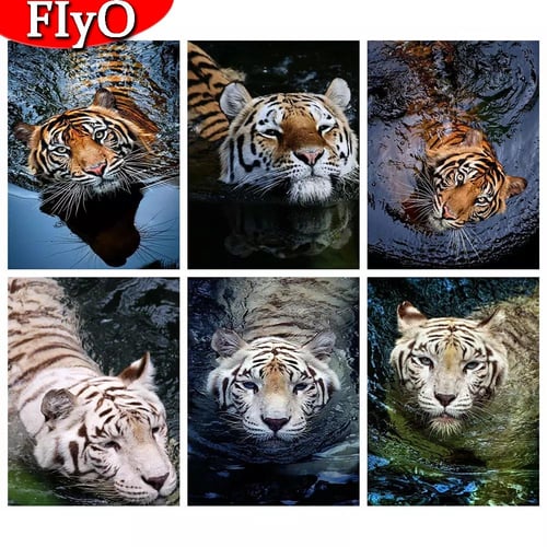 5D Diy Diamond Painting Animals Tiger Cross Stitch Set Full