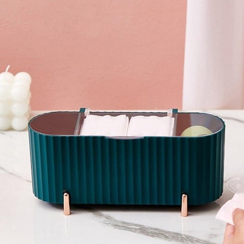 Luxury Desktop Cosmetics Storage Box Dust-proof Makeup Organizer For Cotton  Pads Swabs Bathroom Jewelry Organizer for Cosmetics