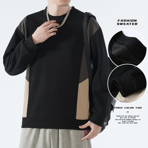 Three-Color Stitching Long Sleeve Loose Sweater Three-Color Stitching Long Sleeve Loose Sweater