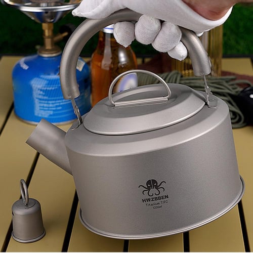 Alocs 1.3L Camping Kettle with Heat Exchanger Aluminum Portable Camping Tea  Kettle Compact Outdoor Hiking Picnic Camping Water Kettle Lightweight Teapot  Coffee Pot