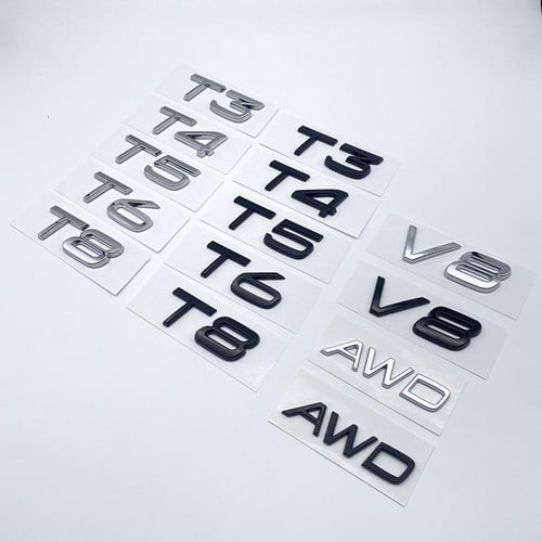ABS Letters Numbers Emblem T0 T3 T4 T5 T6 T8 V8 AWD Trunk Lid