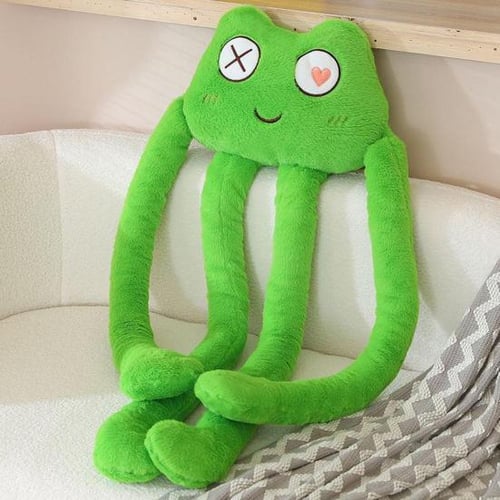 Cartoon Frog Stuffed Pillow Toy Cute Big Eyes Long-legged Green