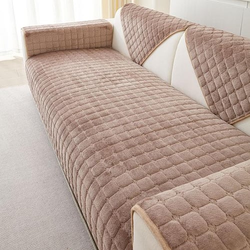 Super Soft Plush Sofa Towel Solid Color Non-slip Couch Cushion Cover  Thicken