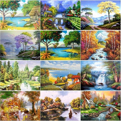 Full Diamond Painting Scenery Tree Mosaic Art Embroidery Stitch