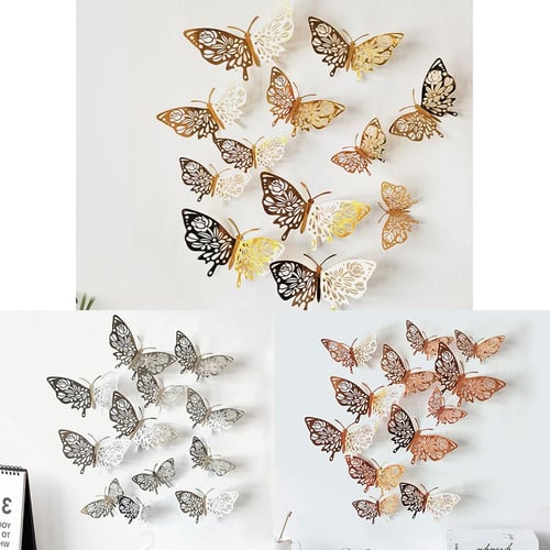 12pcs 3D Butterfly Glow in The Dark Decal Wall Magnetic Sticker Home Decor Set