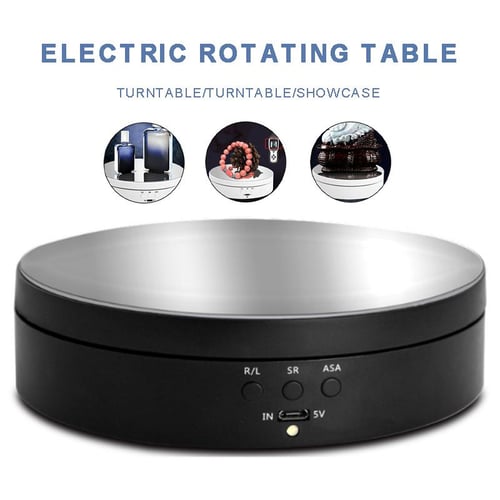 6 Electric Rotating Display Stand Mirror Turntable Jewelry Holder Battery USB (3 Speeds )
