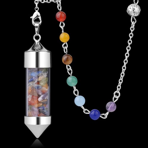 Natural Stone Pendant Necklace Small Rock Quartz Pendulum