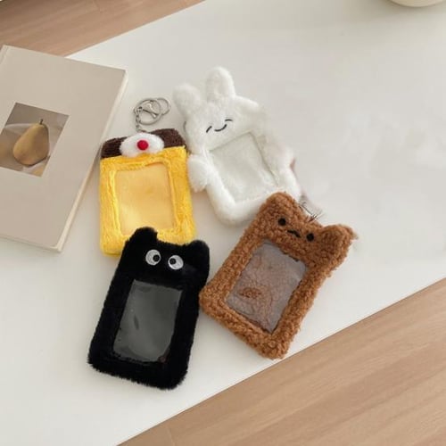 Cartoon Plush Card Holder Keychain Fuzzy Cute Animal Kpop Idol