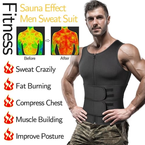 Men Sweat Vest Sauna Suit Waist Trainer Vest for Weight Loss