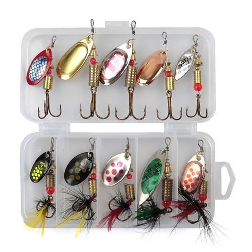 DL 10Pcs/set Floating Good Metal Fishing Lures Hook Spinner with