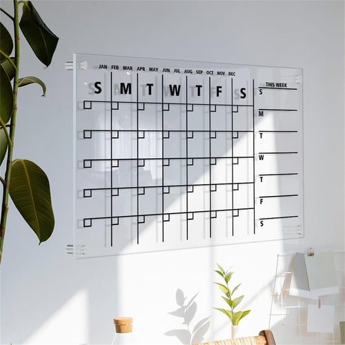 Acrylic Magnetic Monthly and Weekly Calendar for Fridge with Dry Erase  Markers