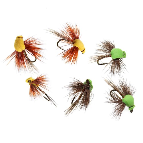 6PCS Barbed/Barbless Mayfly Nymph Fly Fishing Dry Flies Trout Bass
