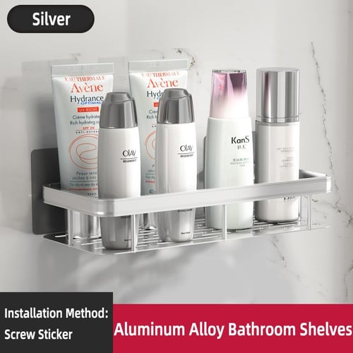 Storage Organizer Aluminum Alloy Shampoo Rack Shower Shelf No Drill Shelf