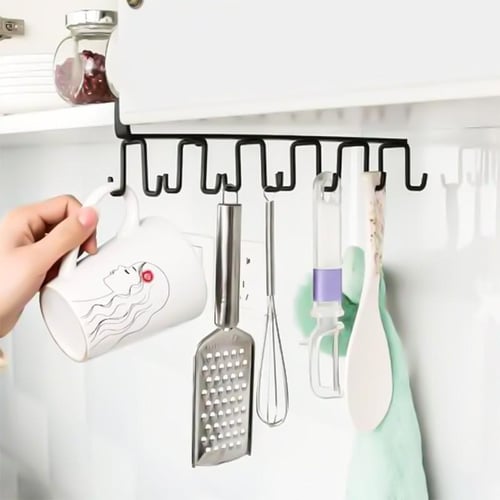 Double-Row Hook Hanging Cup Holder Kitchen Hook Rack Punch-free