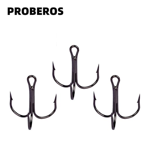 100Pcs High Carbon Steel Treble Hooks 7 Size 2/4/6/8/10/12