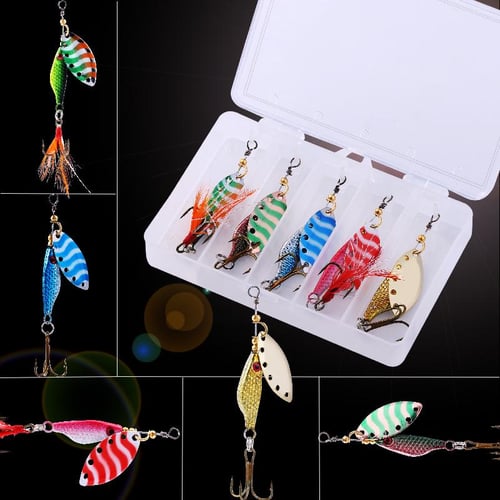 10pcs Boxed Rotating Spoon Kit Lure Fishing Lures Spinner Wobblers
