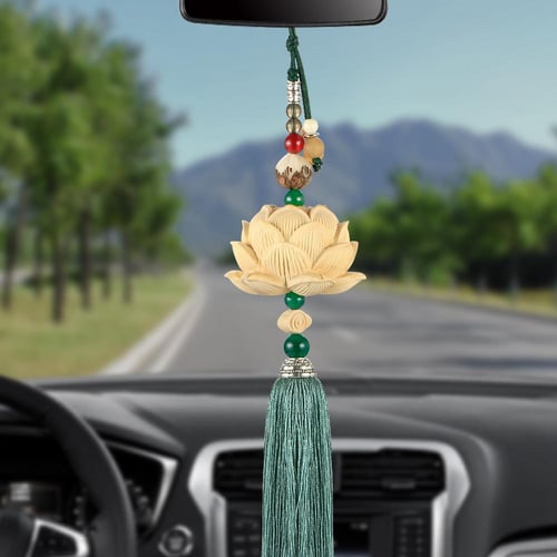 Buddha Statue Car Pendant Rearview Mirror & Boxwood Carving For