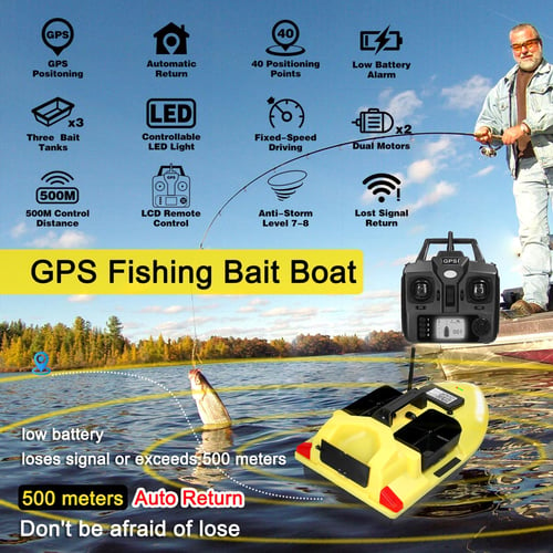 GPS Fishing Bait Boat 500m Remote Control Bait Boat Dual Motor