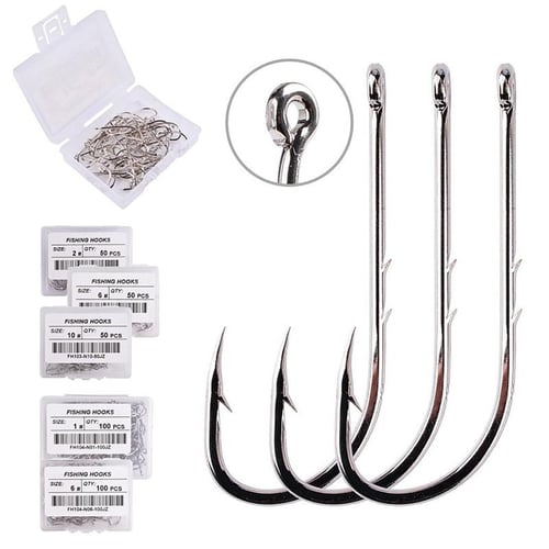 100pcs Long Shank Fishing Hook With Barbed High Carbon Steel