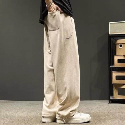 Men's Loose Fit Sweatpants With Pockets - Plush Casual Joggers, Elastic Waist For Fall & Winter