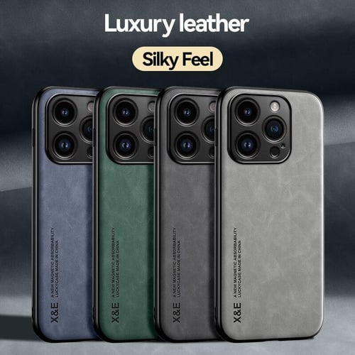 For iPhone 15 Pro Max 14 13 12 11 X Luxury Shockproof Leather Square Stand  Case