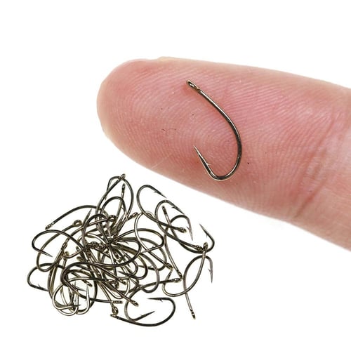 fishing hooks, Fly Fishing Dry Fly Hook 2X Standard Wire Nymph Hook Black  Nickel Finish Fly Tying Material Size 14 16 18 20 22 50/100pcs (Color 