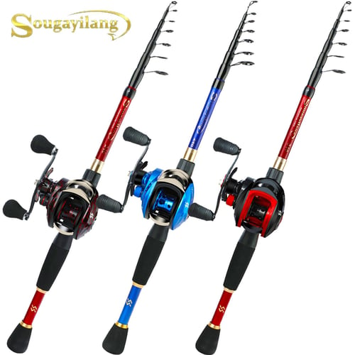 Sougayilang Telescopic Portable Fishing Rod 12+1 BB Fishing Reel Set  1.8m-2.4m Carbon Fiber Fishing Rod Combo Fishing Tackle