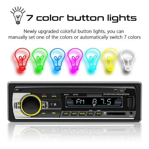 1 DIN 12V Bluetooth Car MP3 Player Stereo FM Radio Audio Player
