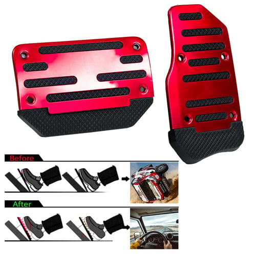2pcs Universal Car Pedals Cover Aluminum Automatic Brake Gas Accelerator  Non-slip Foot Pedal Pad Kit Red Blue Silver Accessories