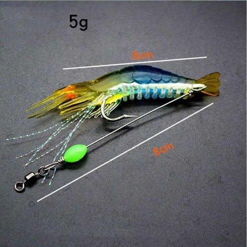 7Pcs High Simulation Soft Luminous Artificial Shrimp Bait Fishing Tackle  High Simulation Shrimp Lure with Hook