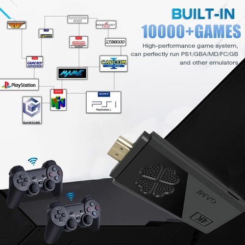  Wireless Retro Game Console, Built in 10000 Games, 9 Emulators,  Plug & Play Video Game Stick 4K HDMI Output for TV with Dual 2.4G Wireless  Controllers (64G) : Toys & Games