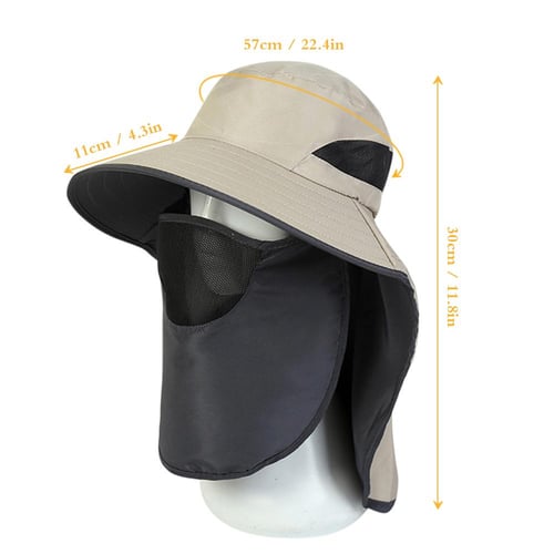 Summer Sun Hat Men Women Cotton Boonie Hat with Neck Flap Outdoor UV  Protection Large Wide Brim Hiking Fishing Safari Bucket Hat