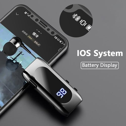 Auricolare Lavalier Bluetooth K5.5 Retrattile - Con Vibrazione E Microfono, Nero