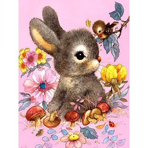 Easter Rabbit Diamond Painting Kits for Adults,Round Full Drill 5D Diamond  Art for Home Wall Decor 12x 16 Inch