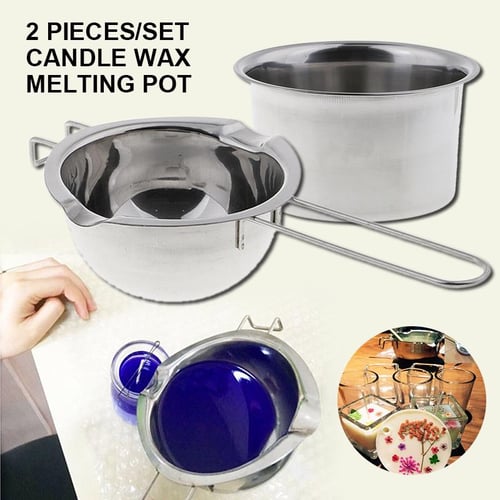 2Pcs Stainless Steel Wax Melting Pots Double Boiler for Candle