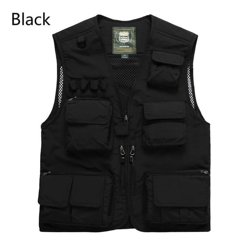 Men Mesh Breathable Multi-Pocket Vest Outdoor Travelers Fly Fishing  Photography (Khaki, L) : : Clothing, Shoes & Accessories