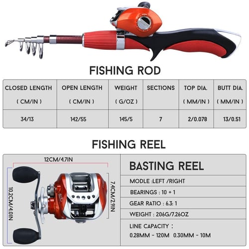 Travel Fishing Rod Reel combo Carbon Fiber Super Hard Telescopic Fishing  Rod With 3BB Spinning Reel
