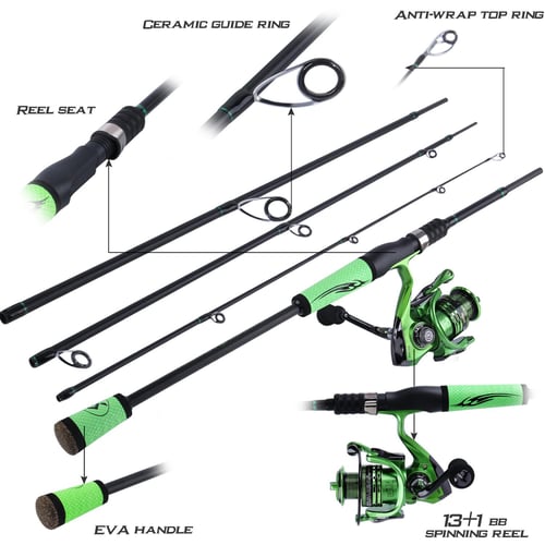 Casting Rod Reel Combos with 4 Section Carbon Casting Fishing Rods