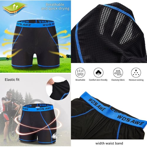 WOSAWE Cycling Underwear Men's Briefs 3D Padded Bike Shorts MTB