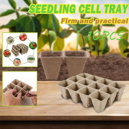 12 Seed Trays Set Rectangle Deep Root Grow Box Indoor Outdoor Cell Seedling  Starter Tray Plant Pots for Bonsai Flowers Herbs