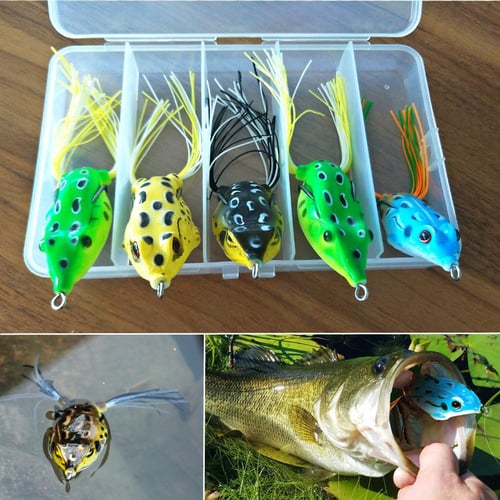Sougayilang Hollow Frog Fishing Lures Soft Topwater Baits with