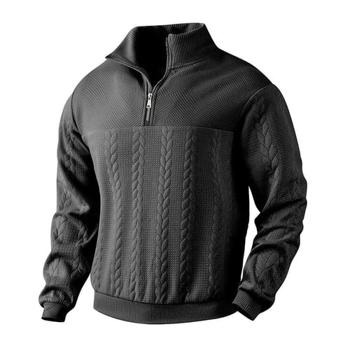 Splicing Long Sleeve Stand Collar Zipper Loose Sweater Splicing Long Sleeve Stand Collar Zipper Loose Sweater