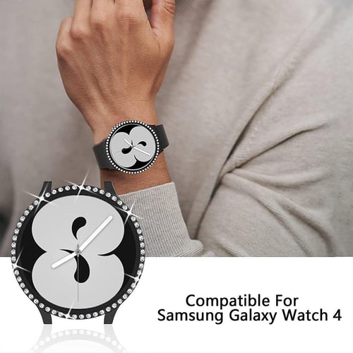 For Samsung Galaxy Watch 6 40mm Tempered Glass Protector Screen Case Bling  Crystal Diamond Full Hard PC Ultra-Thin Scratch Resistant Protective Cover,  Clear 