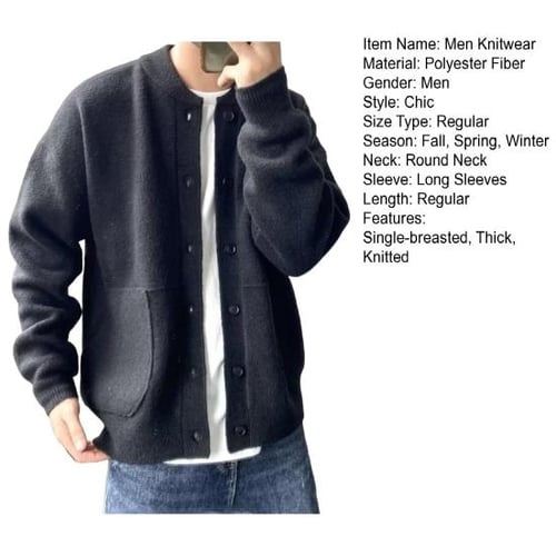 Pure Color Long Sleeve Round Neck Loose Cardigan Outwear